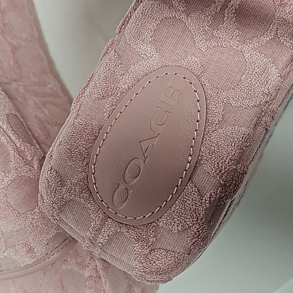 Coach Noelle Terry Cloth Platform Sandals Chunky Sole Slingback Leather Pink 7.5 - Picture 10 of 16